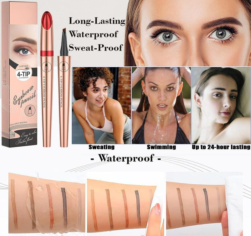 Eyebrow Pencil, 4 Tip Microblade Eyebrow Pen, Smudge-Proof Brow Pen, Waterproof Eyebrow Pencil, Long-Lasting Natural Eye Brow Pencils for Women