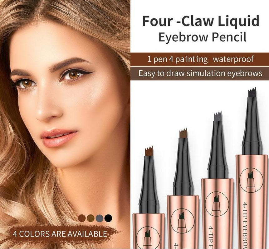 Eyebrow Pencil, 4 Tip Microblade Eyebrow Pen, Smudge-Proof Brow Pen, Waterproof Eyebrow Pencil, Long-Lasting Natural Eye Brow Pencils for Women