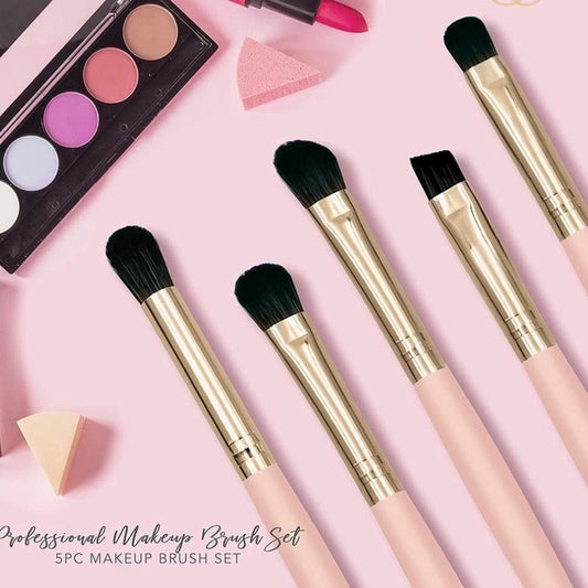Makeup Brush Set- 5 Piece, Cosmetic Facial Application (Pink)