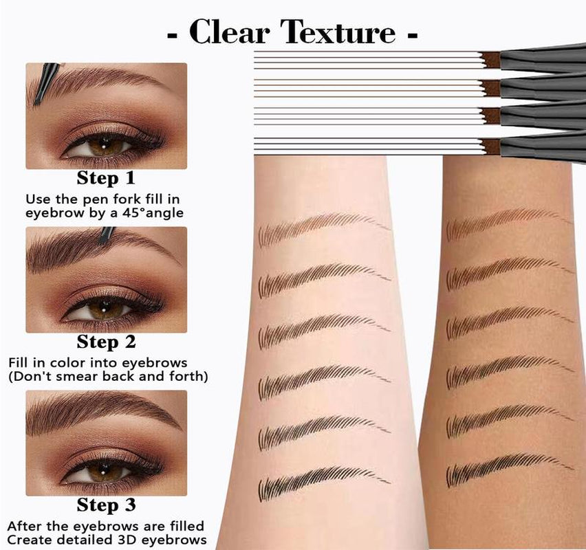 Eyebrow Pencil, 4 Tip Microblade Eyebrow Pen, Smudge-Proof Brow Pen, Waterproof Eyebrow Pencil, Long-Lasting Natural Eye Brow Pencils for Women